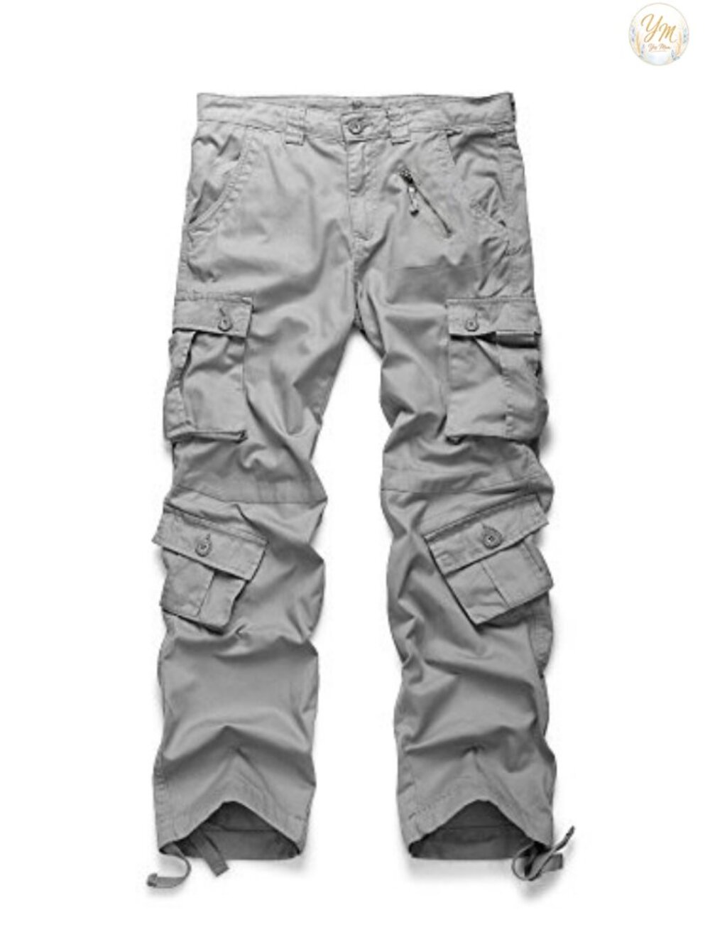 Men's Cotton Cargo Work Pants Relaxed Fit Drawstring Tactical Utility